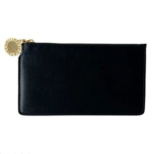 Stella McCartney Black Vegan Leather Wallet/ Pouch with Gold-Toned Fastener